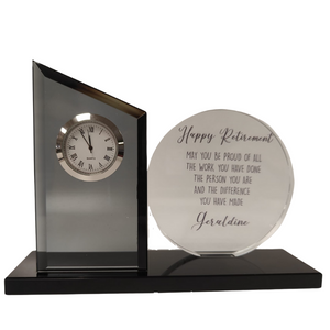 Clear|Black Glass Clock, Personalised Gift