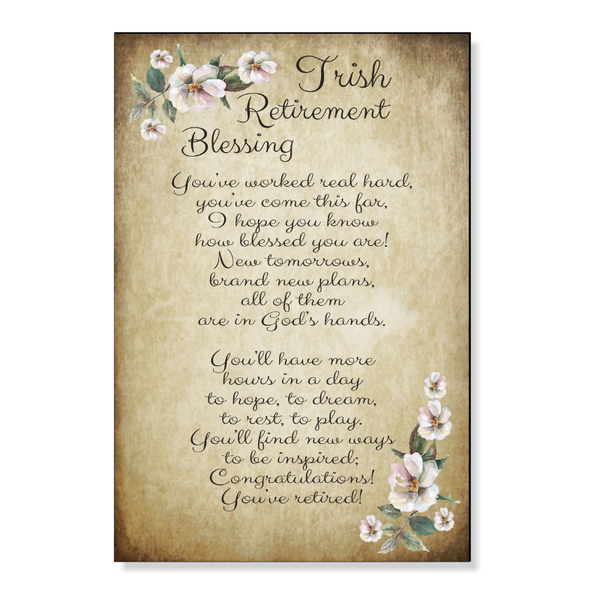 Irish Retirement Blessing, Personalised Gift - Personalise It