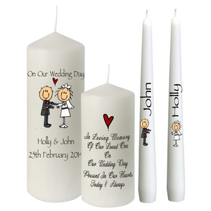 Cartoon Couple Personalised Wedding Candles, Personalised Gift