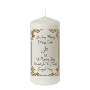 Gold Trim Personalised Wedding Candles, Personalised Gift