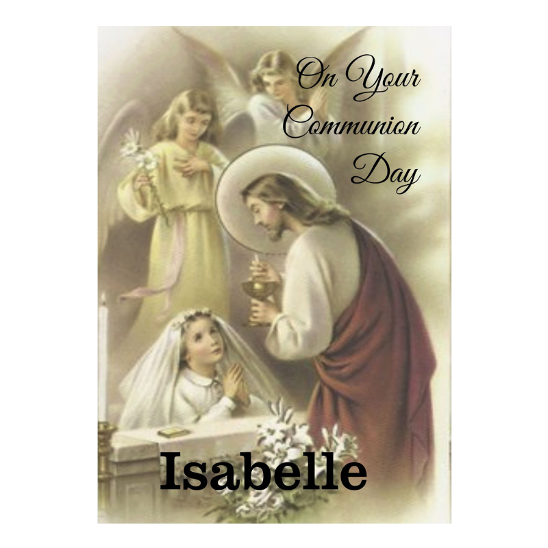 First Holy Communion Card, Girl, Personalised Gift