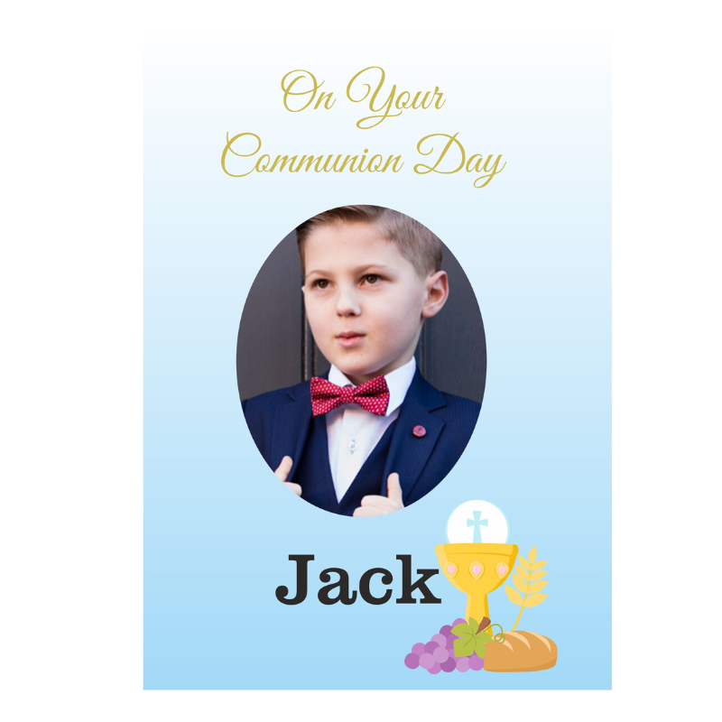 Photo Communion Card, Boy, Personalised Gift