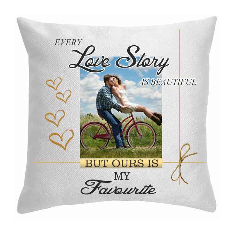 Love Story Valentines Cushion, Personalised Gift