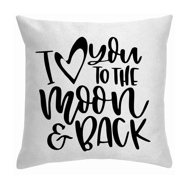 Moon and Back Valentines Cushion, Personalised Gift