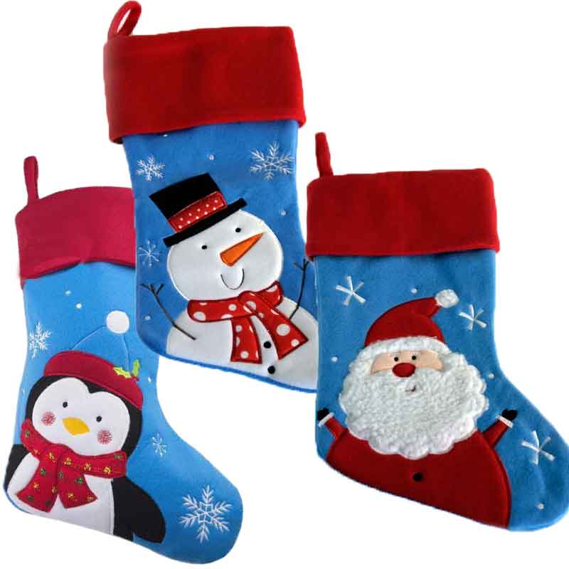 Personalised Plush Blue Christmas Stockings, Personalised Gift