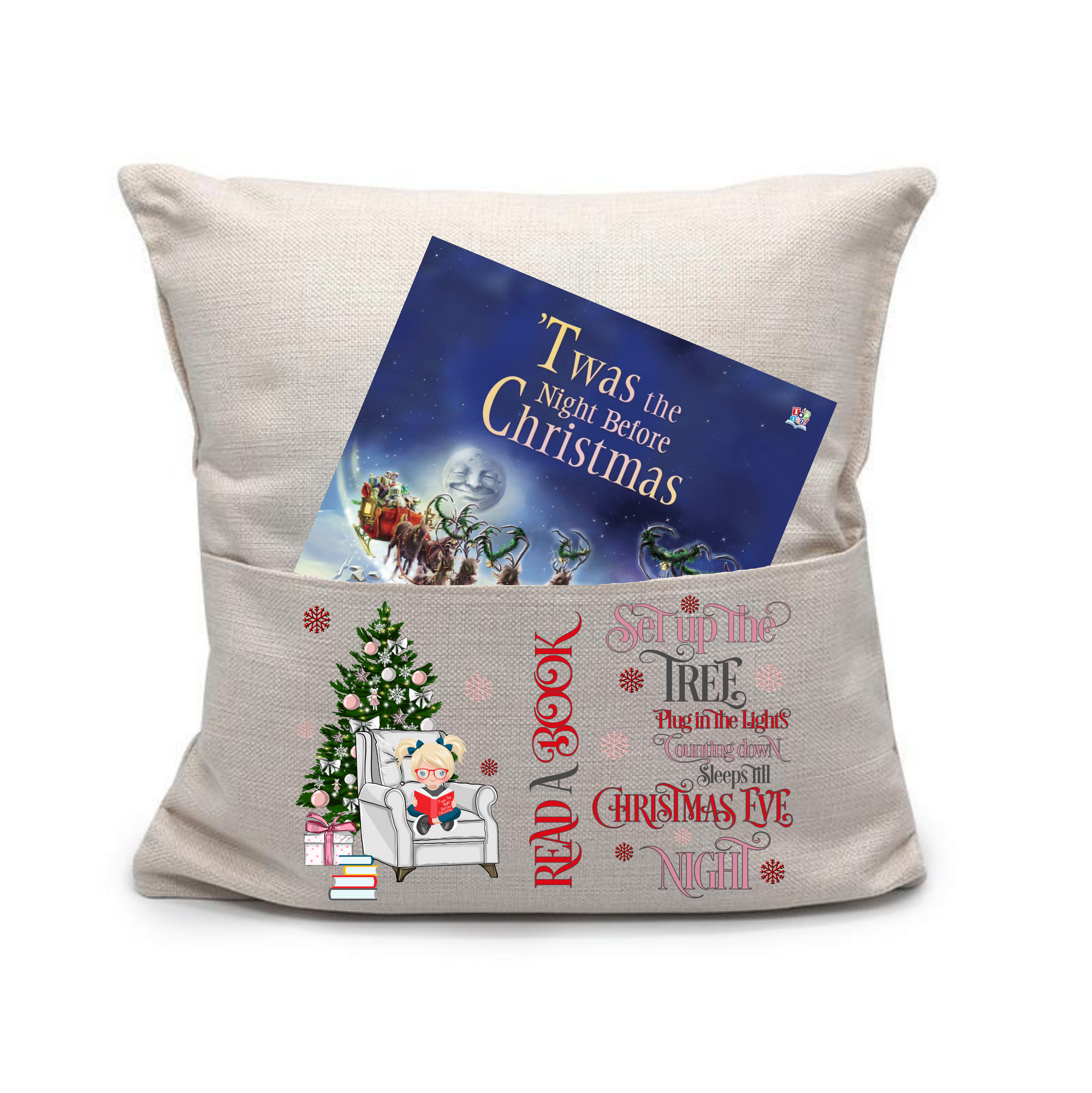 Christmas Pocket Cushion, Personalised gift