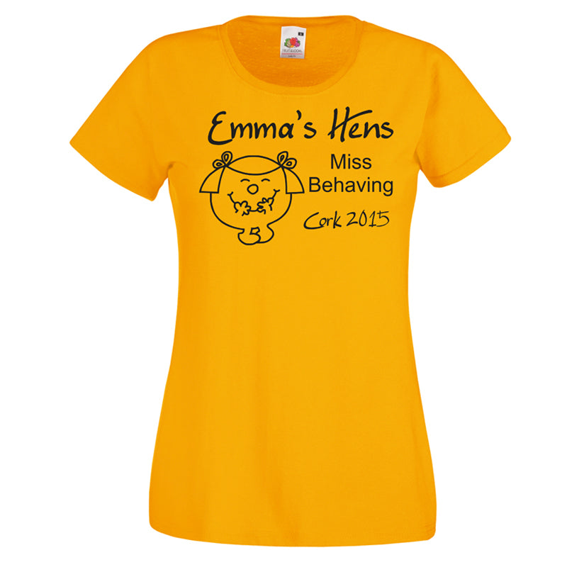 Miss Behaving Hen T-Shirt - Personalise It