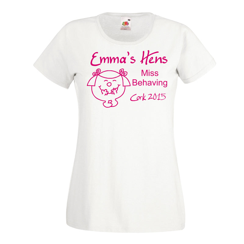 Miss Behaving Hen T-Shirt - Personalise It