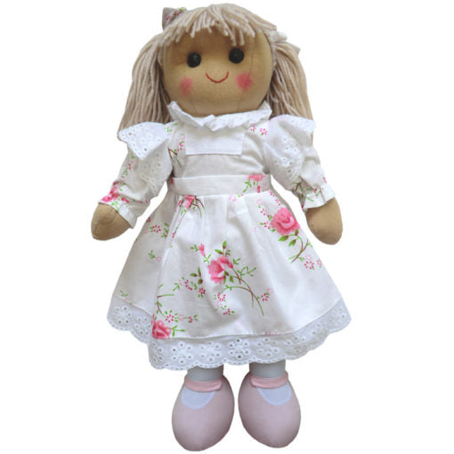 Rag Doll With White Red Rose Dress, Personalised Gift