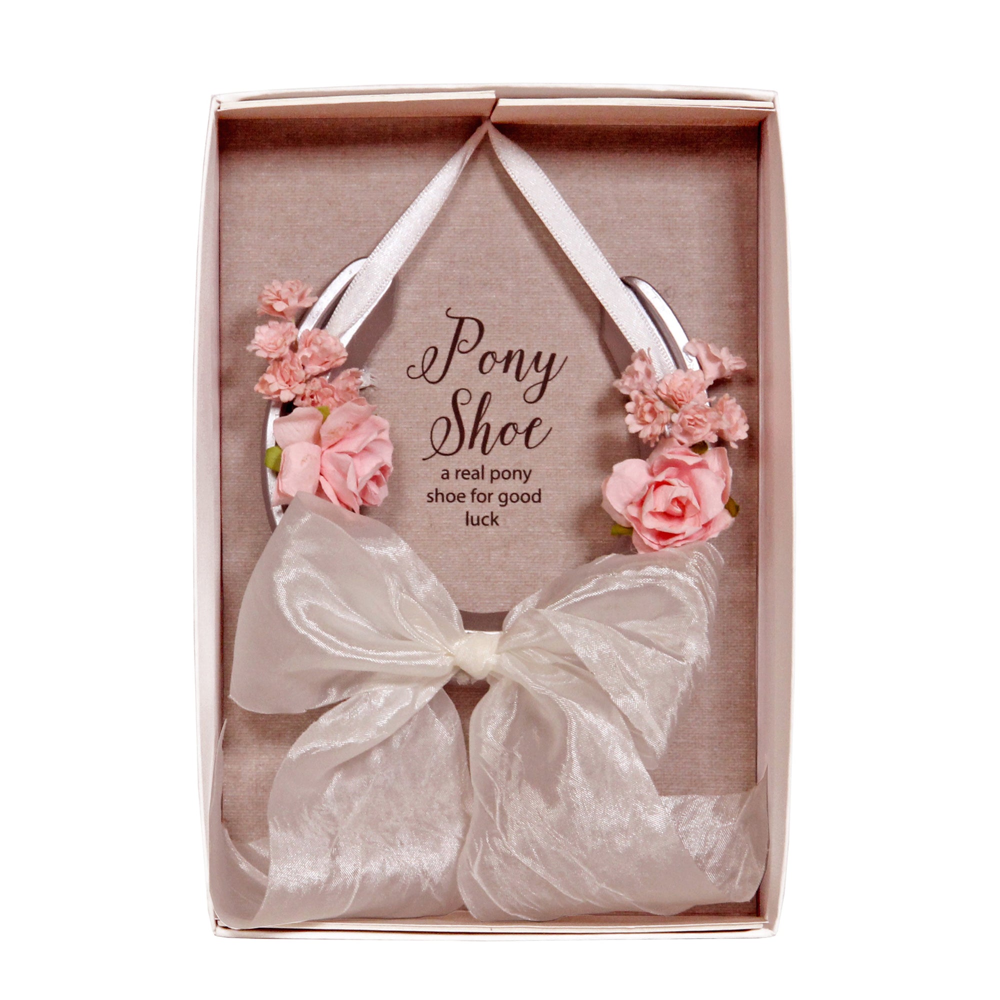 Real Pony Horseshoe with Pink Flowers, Personalised Gift