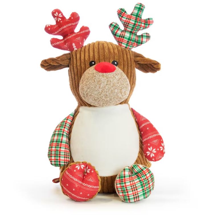 Cubbies Sensory Tartan Reindeer, Personalised Gift