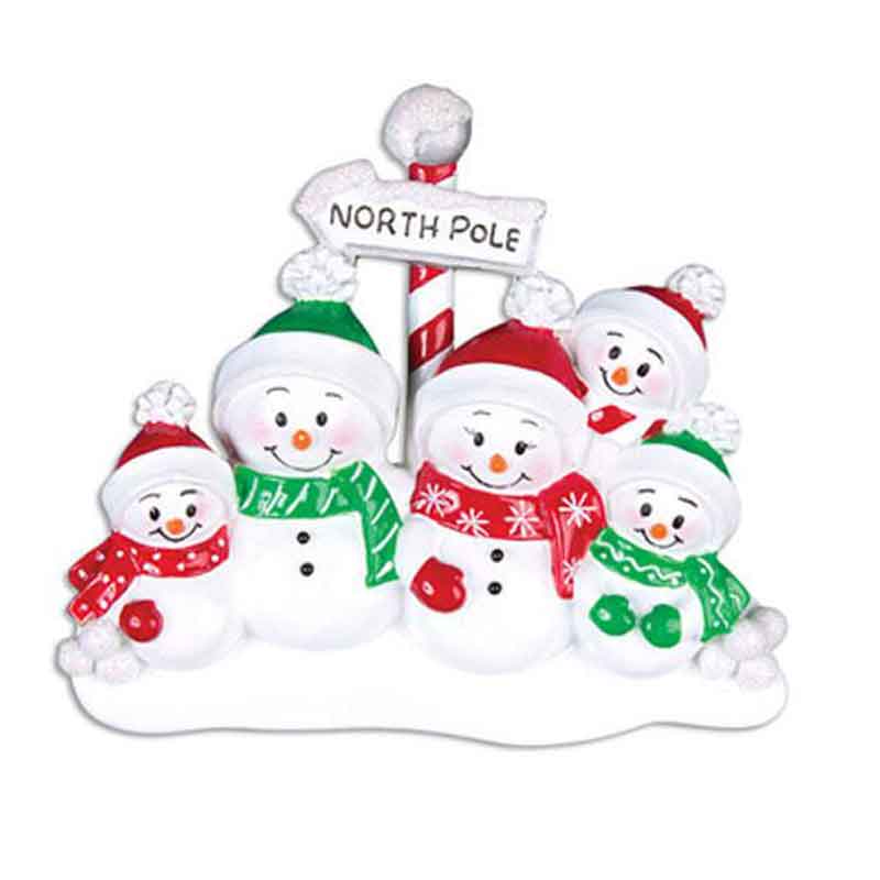 North Pole Family Family (5) Decoration, Personalised Gift