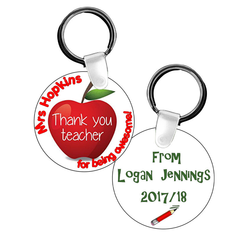 Thank you Teacher, Round Keyring, Personalised gift