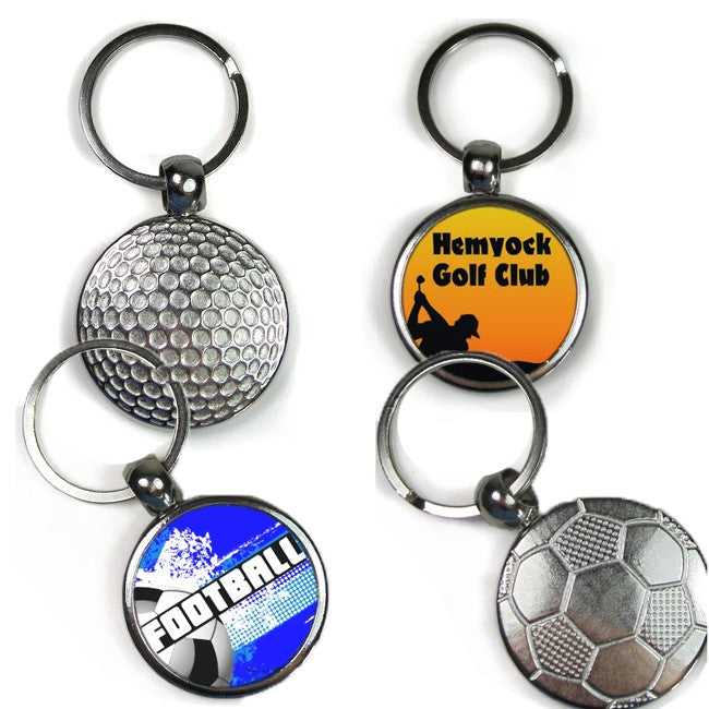 Silver keyring Golf or Footbal Design - Personalise It