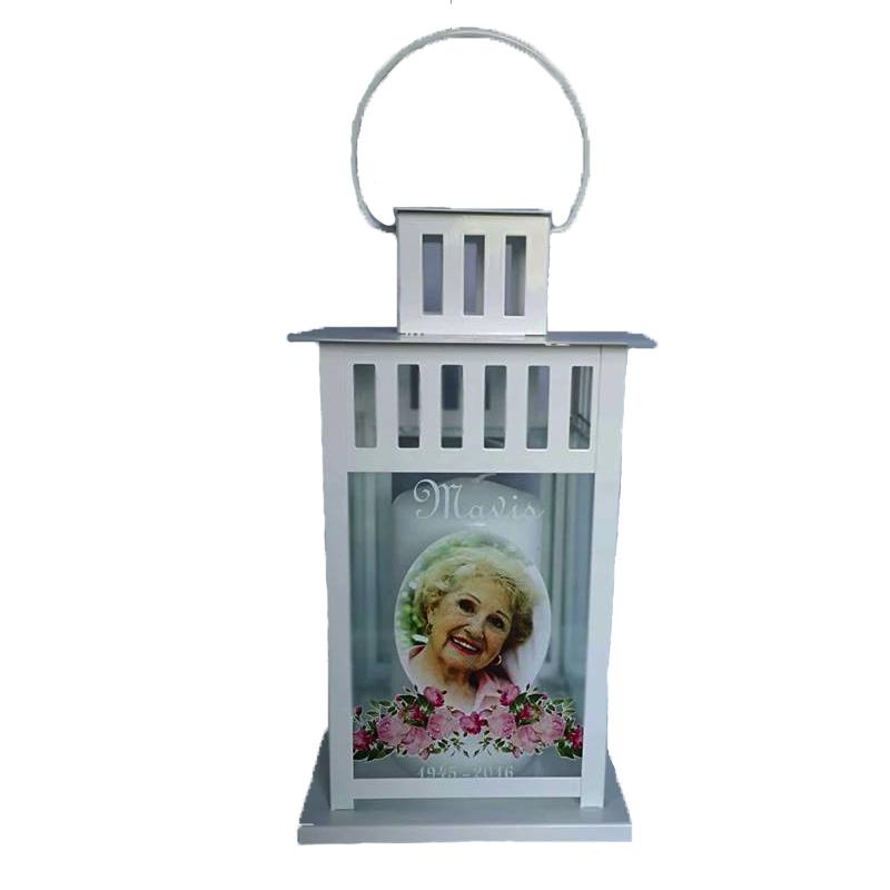 White Memorial Lantern Personalised Gift