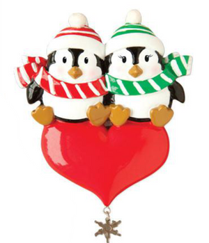 Penguin Couple Christmas Decoration - Personalise It